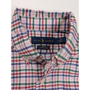Polo Ralph Lauren Slim Fit Oxford Blue/Red/Pink Check L/S Shirt‎ Men's Size Med